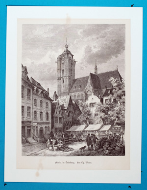 Alte Ansicht Duisburg, Markt Markt in Duisburg. Von Th. Weber.,  1890