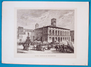 Bologna. Marktplatz mit Neptunsbrunnen. Bologna. Marktplatz mit Neptunsbrunnen.,  1890