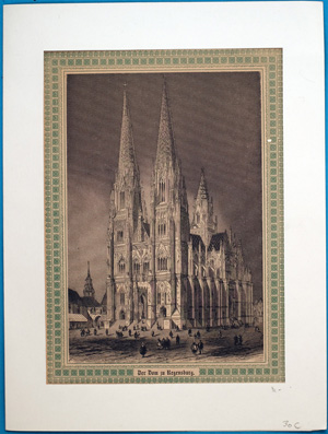 Alte Ansicht Regensburg Dom Der Dom zu Regensburg.,  1835