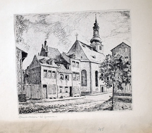 Alte Ansicht Saarbrücken Kirche Saarbrücken - St. Johann, 1943