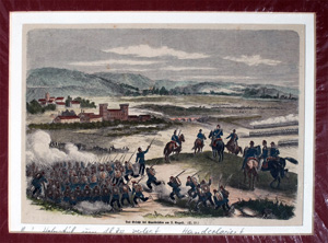 Alte Ansicht Saarbrücken, Gefecht Spicherer Höhen Gefecht bei Saarbrücken am 2. August 1870,  1875