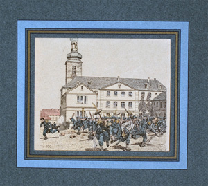 Alte Ansicht Saarbrücken Schloss Französische Soldaten am Saarbrücker Schlossplatz,  1895