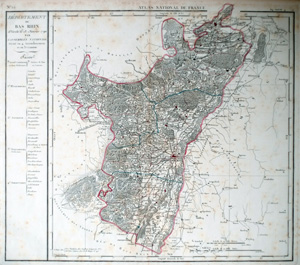 Alte Landkarte vom Département Bas-Rhin DÉPARTEMENT DU BAS-RHIN, ATLAS NATIONAL DE FRANCE,  1804