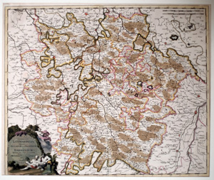 Alte Landkarte, Generalkarte Lothringen Barr GENERALIS LOTHARINGIA, Dispartita in DUACATUM ejus PROPRIUM, et BARRENSEM:, 1690