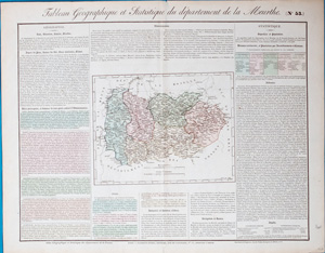 Alte Landkarte Frankreich Département de la Meurthe Tableau Geographique et Statistique du departement de la Meurthe,  1845