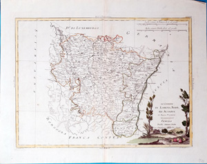 Alte Landkarte Lothringen, italienische Karte LORENA, BARR ET ALSAZIA,  1800