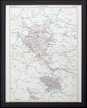 Alte Landkarte Weimar Eisenach Coburg Mülhausen CARTE DES DUCHES DE SAXE-COBURG-GOTHA,  1870