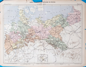 Alte Landkarte des Königsreichs PREUSSEN CARTE TOPIQUE DU ROYAUME DE PRUSSE, 1884