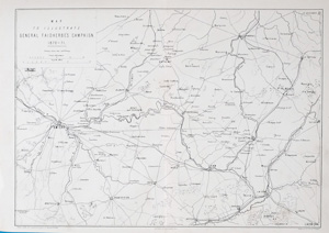 Alte Landkarte, Demonstrationskarte der Kampagne von General FAIDHERBE MAP TO ILLUSTRATE GENERAL FAIDHERBE`S CAMPAIGN.,  1871