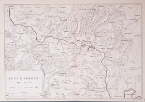 Alte Landkarte der Schlacht bei Saarbrücken BATTLE OF SAARBRÜCK.,  1870