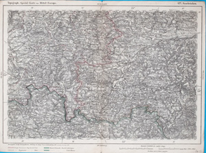 Alte Landkarte Saarbrücken St. Ingbert Zweibrücken Saargemünd Topographisch. Special-Karte von Mittel-Europa. 477. Saarbrücken., 1884