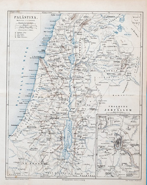 Alte Landkarte Palästina Jerusalem und Umgebung PALÄSTINA. UMGEBUNG VON JERUSALEM.,  1880