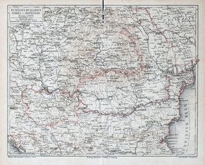 Alte Landkarte Rumänien, Bulgarien, Serbien, Montenegro - deutsch RUMÄNIEN, BULGARIEN, SERBIEN und MONTENEGRO., 1875
