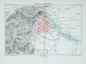 Alte Landkarte Wien und Umgebung / Österreich VIENNE ET SES ENVIRONS,  1875