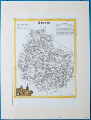 Alte Landkarte Frankreich Dijon Beaune Chattilion France Cote D' Or,  1870