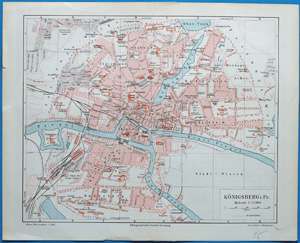 Alter Stadtplan Königsberg Preussen KÖNIGSBERG i. Pr.,  1880