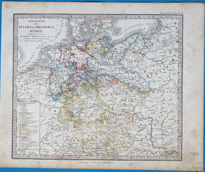 Alte Landkarte Deutscher Bund STAATEN DES DEUTSCHEN BUNDES,  1864