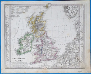 Alte Landkarte Grossbritannien England Schottland Irland DIE BRITISCHEN INSELN,  1864
