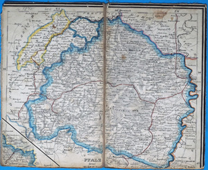 Alte Landkarte Rheinland-Pfalz Deutschland PFALZ, Deutschland,  1845
