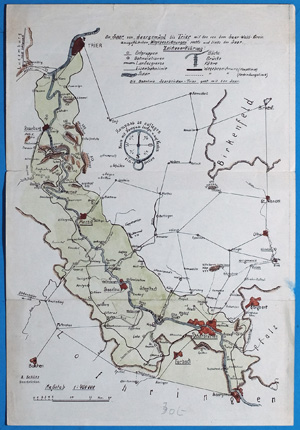 Alte Landkarte Saarland, die Saar Die SAAR von SAARGEMÜND bis TRIER,  1900