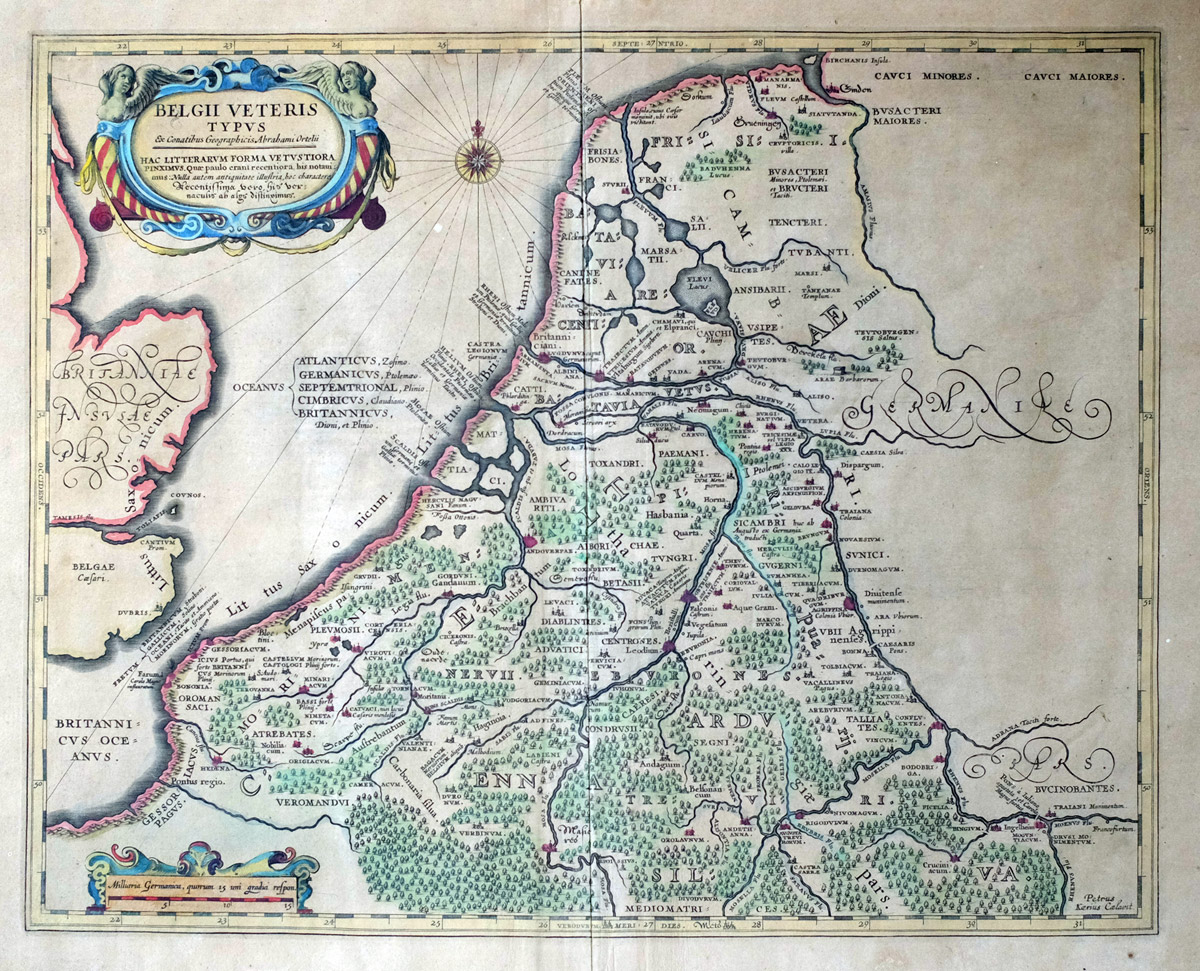 Alte Landkarte Belgien, Keltae, Arduenn BELGII VETERIS TYPUS,  1630